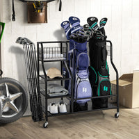 Golf Bag Storage Garage Organizer with Extra Storage Rack for Golf Club