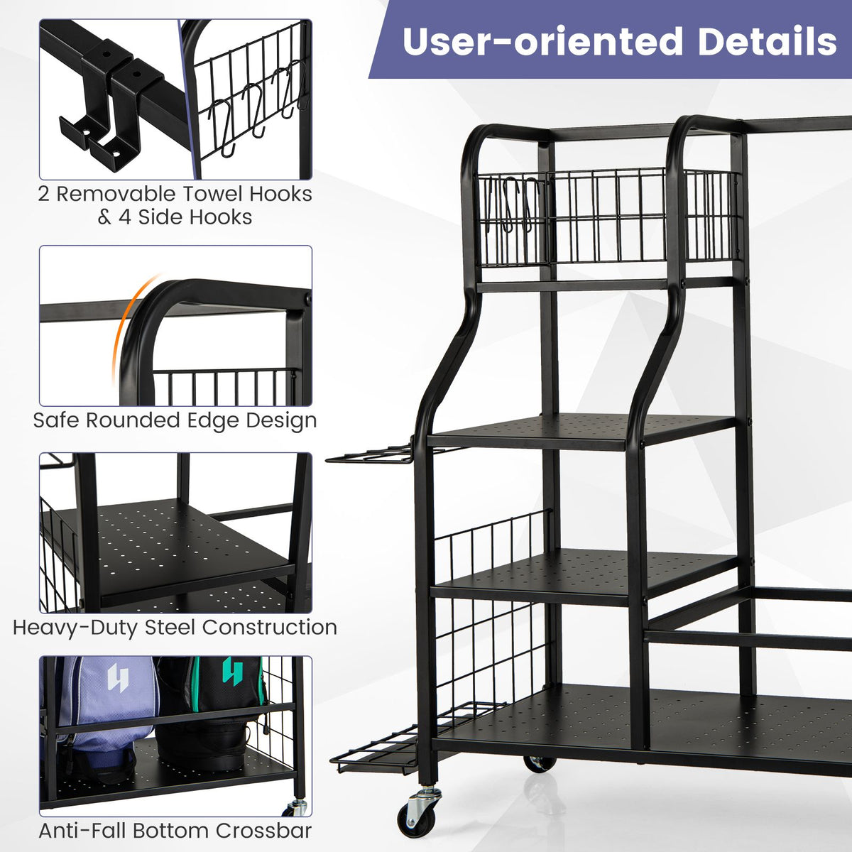 Golf Bag Storage Garage Organizer with Extra Storage Rack for Golf Club