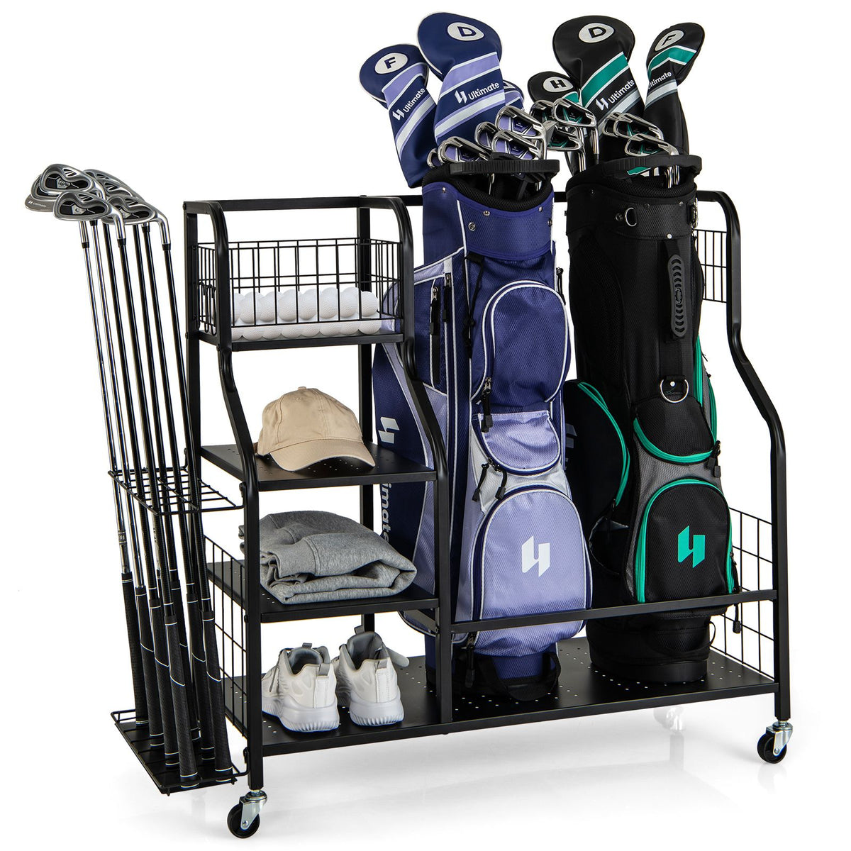 Golf Bag Storage Garage Organizer with Extra Storage Rack for Golf Club
