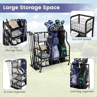 Golf Bag Storage Garage Organizer with Extra Storage Rack for Golf Club