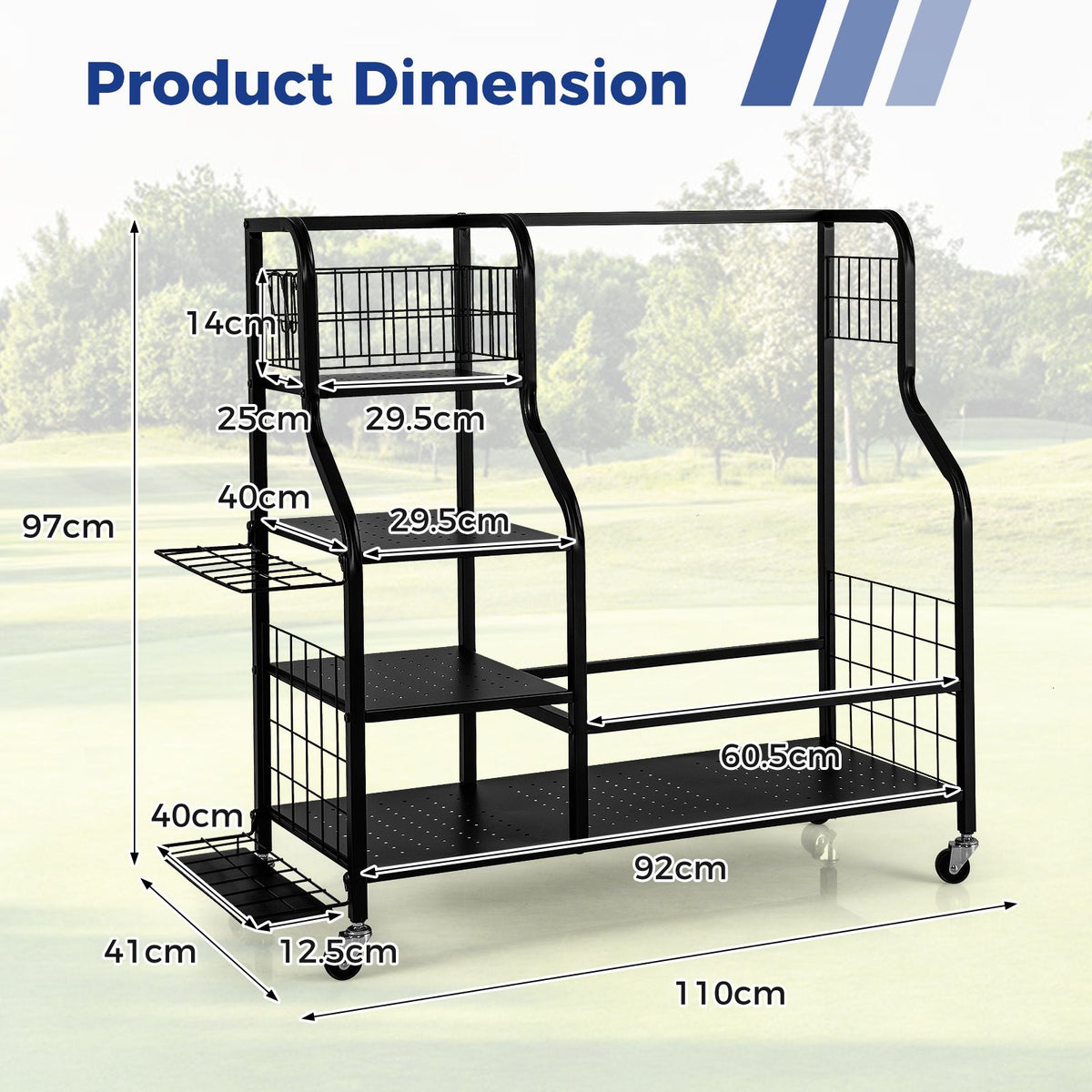 Golf Bag Storage Garage Organizer with Extra Storage Rack for Golf Club