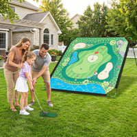 Golf Chipping Game Set with Large Mat 2 Clubs and 24 Sticky Balls