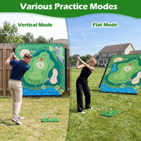 Golf Chipping Game Set with Large Mat 2 Clubs and 24 Sticky Balls