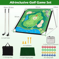 Golf Chipping Game Set with Large Mat 2 Clubs and 24 Sticky Balls
