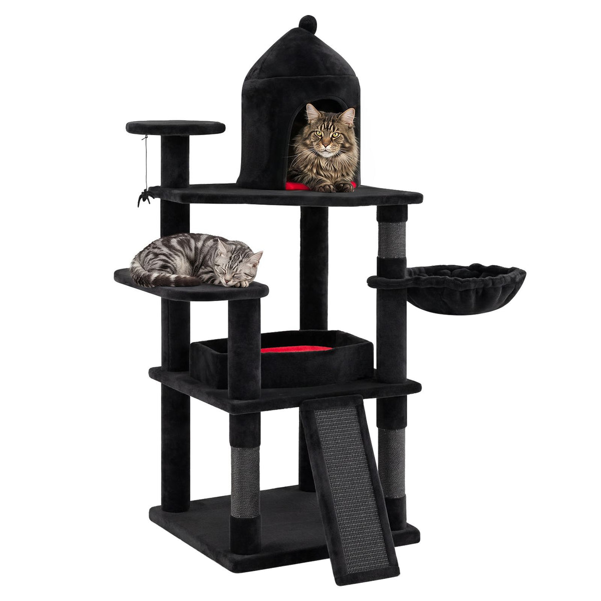Gothic Cat Tree 127cm with House Coffin Bed and Scratching Posts