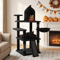 Gothic Cat Tree 127cm with House Coffin Bed and Scratching Posts