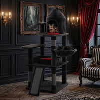 Gothic Cat Tree 127cm with House Coffin Bed and Scratching Posts
