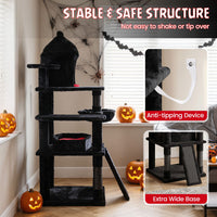 Gothic Cat Tree 127cm with House Coffin Bed and Scratching Posts