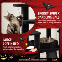 Gothic Cat Tree 127cm with House Coffin Bed and Scratching Posts