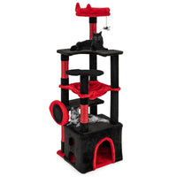 Gothic Cat Tree with Plush Perch Spider Dangling Toy and Scratching Board for Indoor Cats