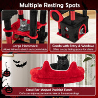 Gothic Cat Tree with Plush Perch Spider Dangling Toy and Scratching Board for Indoor Cats