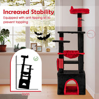 Gothic Cat Tree with Plush Perch Spider Dangling Toy and Scratching Board for Indoor Cats