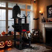 Gothic Cat Tree with 2 Condos Scratching Posts and Hammock for Cats