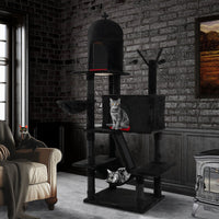 Gothic Cat Tree with 2 Condos Scratching Posts and Hammock for Cats