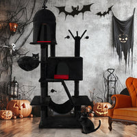 Gothic Cat Tree with 2 Condos Scratching Posts and Hammock for Cats