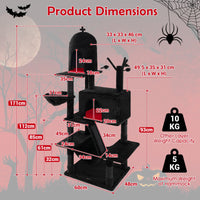 Gothic Cat Tree with 2 Condos Scratching Posts and Hammock for Cats