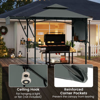 398 x 153 CM Grill Gazebo with Dual Side Awnings and Adjustable Shadow