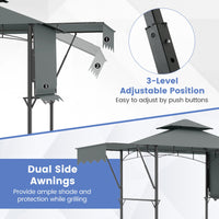 398 x 153 CM Grill Gazebo with Dual Side Awnings and Adjustable Shadow