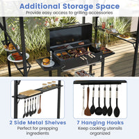 398 x 153 CM Grill Gazebo with Dual Side Awnings and Adjustable Shadow