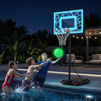 Portable Pool Basketball Goal with Fillable Base Wheels and Ball for Driveway