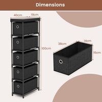 Narrow Dresser with 5 Drawers Slim Storage Tower Space-Saving Chest of Drawers