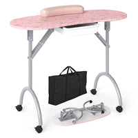 Black Manicure Nail Table Portable Station Desk Spa Salon Equipment