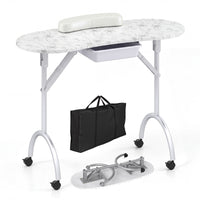 Black Manicure Nail Table Portable Station Desk Spa Salon Equipment