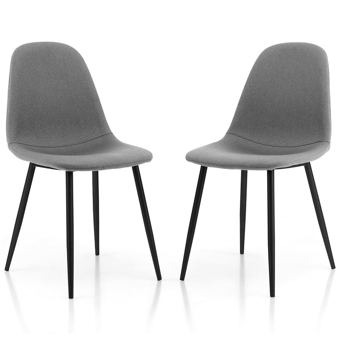 Giantex Dining Chairs Set of 2 or 4, Fabric Cushion Seat Back, 2 or 4 PCS Kitchen Chairs with Black Metal Legs