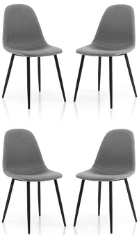 Giantex Dining Chairs Set of 2 or 4, Fabric Cushion Seat Back, 2 or 4 PCS Kitchen Chairs with Black Metal Legs