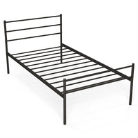Single Metal Bed, Platform Bed Frame with Metal Slats, Headboard & Footboard