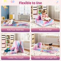 Toddler Fold Out Couch Bed with Throw Pillow & Machine Washable Cover