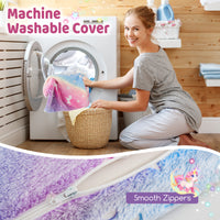 Toddler Fold Out Couch Bed with Throw Pillow & Machine Washable Cover