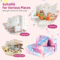 Toddler Fold Out Couch Bed with Throw Pillow & Machine Washable Cover