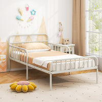 Metal Daybed Extendable Daybed Heavy Duty Slats Support Mattress Black/White