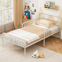 Metal Daybed Extendable Daybed Heavy Duty Slats Support Mattress Black/White