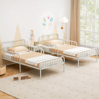 Metal Daybed Extendable Daybed Heavy Duty Slats Support Mattress Black/White