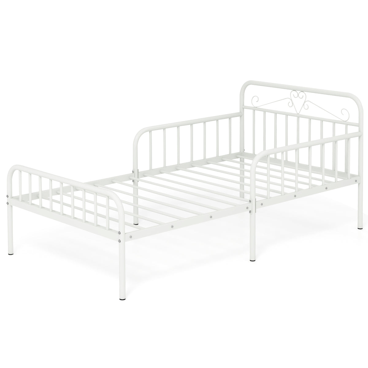 Metal Daybed Extendable Daybed Heavy Duty Slats Support Mattress Black/White