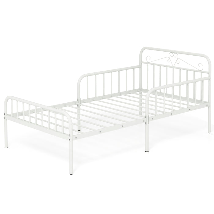 Metal Daybed Extendable Daybed Heavy Duty Slats Support Mattress Black/White