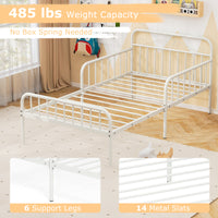 Metal Daybed Extendable Daybed Heavy Duty Slats Support Mattress Black/White