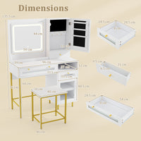 Makeup Vanity Table Modern Dressing Table and Stool Set with Mirror and Lights