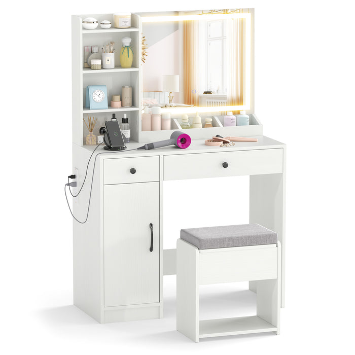Vanity Desk with LED Lighted Mirror