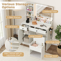 Vanity Desk with LED Lighted Mirror