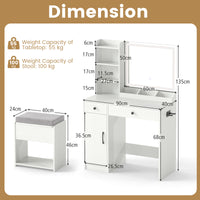 Vanity Desk with LED Lighted Mirror