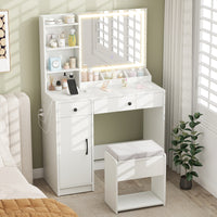 Vanity Desk with LED Lighted Mirror