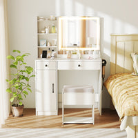 Vanity Desk with LED Lighted Mirror