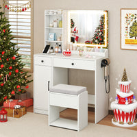 Vanity Desk with LED Lighted Mirror