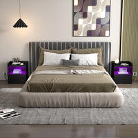 Modern Nightstand with Drawer, Small Bedside Table with Open Shelf