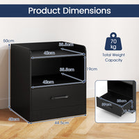 Modern Nightstand with Drawer, Small Bedside Table with Open Shelf