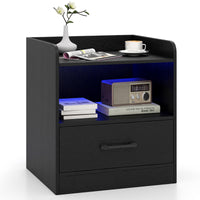 Modern Nightstand with Drawer, Small Bedside Table with Open Shelf