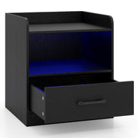Modern Nightstand with Drawer, Small Bedside Table with Open Shelf